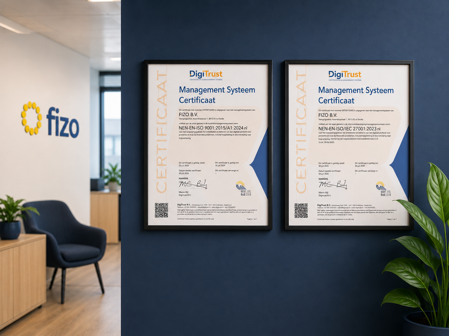 Fizo is ook ISO 27001-gecertificeerd